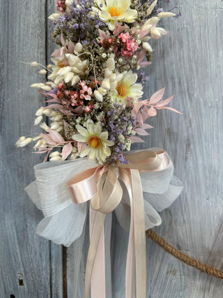 Ghirlanda Fiori Secchi Rosa e Bianca