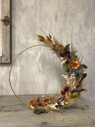 Cerchio di Fiori Secchi con Piedistallo Multicolore