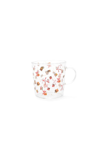 Tazza natalizia dettagli colorati vetro borosilicato