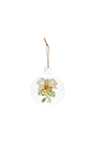 Pallina natalizia dettagli verdi vetro borosilicato
