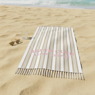 Telo Mare in Spugna di Cotone Righe Beige