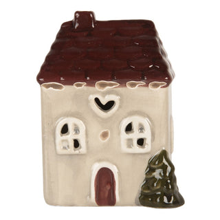 Decorazione Casetta Beige con Led 7x6x10 cm
