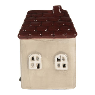 Decorazione Casetta Beige con Led 7x6x10 cm