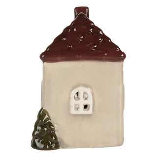 Decorazione Casetta Beige con Led 7x6x10 cm