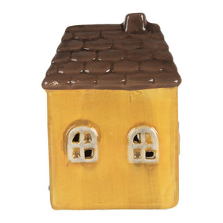 Decorazione Casetta Gialla con Led 7x6x10 cm