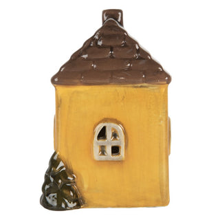 Decorazione Casetta Gialla con Led 7x6x10 cm
