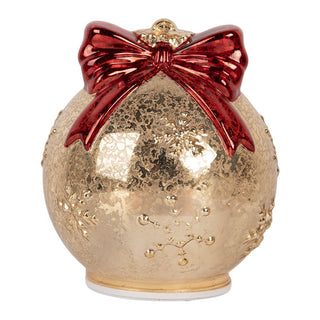 Pallina di Natale Oro i Vetro con Luci Led 15x21 cm