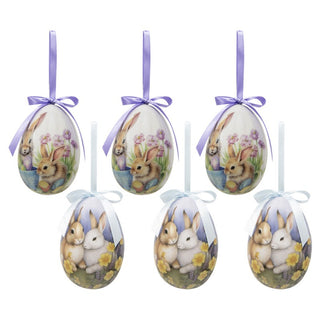 Set 6 Uova Pasquali Coniglietti Viola