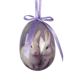 Set 9 Uova Pasquali Decorative Coniglietti Viola