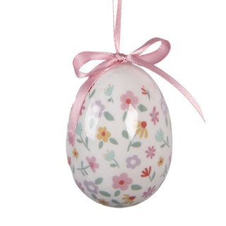 Set 9 Uova Pasquali Decorative Fiorellini Stilizzati Rosa