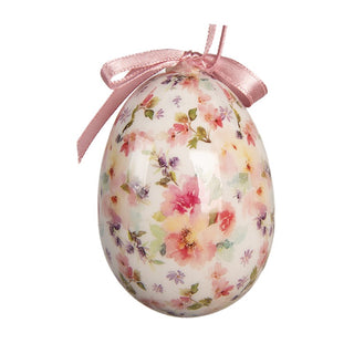 Set 9 Uova Pasquali Decorative Fiorellini Rosa e Beige