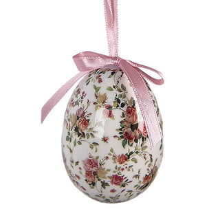 Set 9 Uova Pasquali Decorative Fiorellini Rosa e Bianche