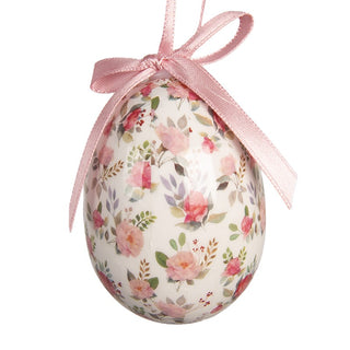 Set 9 Uova Pasquali Decorative Fiorellini Rosa e Beige