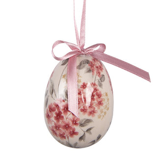 Set 9 Uova Pasquali Decorative Fiorellini Rosa e Bianche