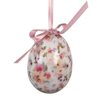 Set 9 Uova Pasquali Decorative Fiorellini Stilizzati Rosa