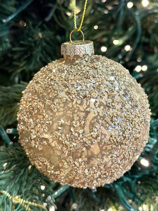 Pallina natalizia glitter in rilievo oro
