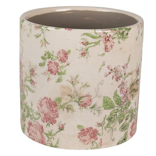 Vaso in Ceramica con Rose Vintage 17x16 cm