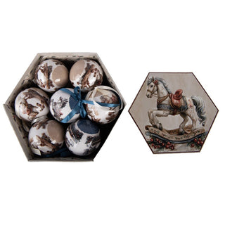 Set 14 Palline Natalizie con Cavalluccio a Dondolo