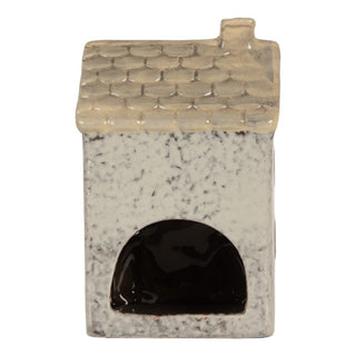 Casetta Portacandela Beige con Abeti 9x8x15 cm