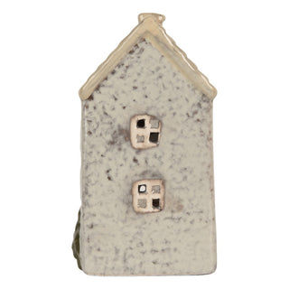 Casetta Portacandela Beige con Abeti 9x8x15 cm