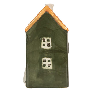 Casetta Portacandela Verde con Abeti 9x8x15 cm