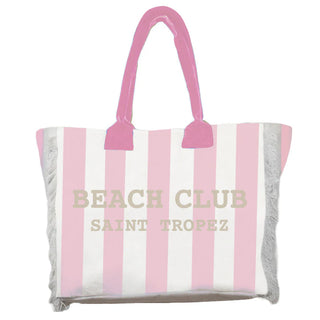 Borsa Mare in Cotone a Righe Rosa