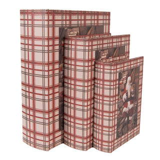 Set di 3 Scatole a Libro Marrone Babbo Natale