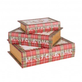 Set di 3 Scatole a Libro Rosso Bianco Babbo Natale