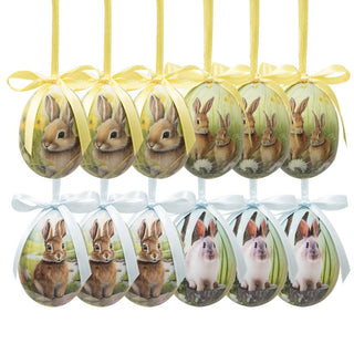 Set 12 Uova Pasquali Decorative Coniglietti