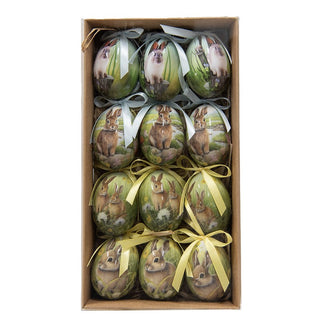 Set 12 Uova Pasquali Decorative Coniglietti