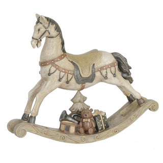 Statuetta Decorativa Cavalluccio a Dondolo Bianco