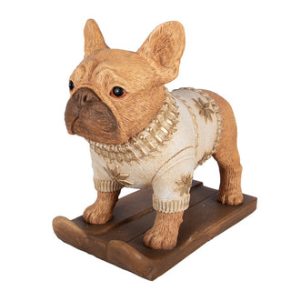 Statuetta Decorativa Natalizia Bulldog con Scii