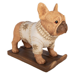 Statuetta Decorativa Natalizia Bulldog con Scii