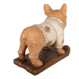 Statuetta Decorativa Natalizia Bulldog con Scii