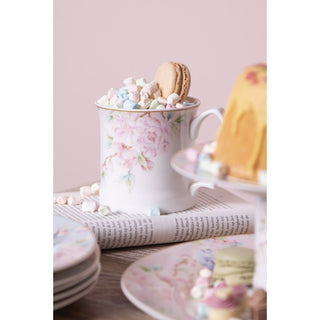 Tazza Porcellana Fiore Rosa e Azzurro