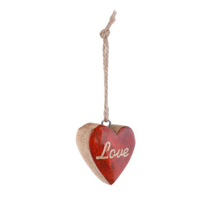 Addobbo cuore rosso Love in legno