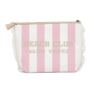 Trousse in Cotone Righe Rosa e Beige