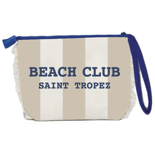 Trousse in Cotone Righe Beige e Blu