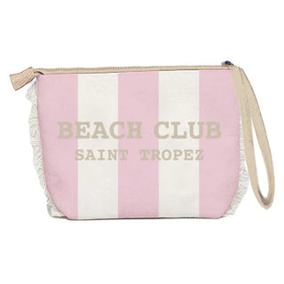 Trousse in Cotone Righe Rosa e Beige