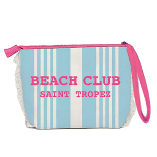 Trousse in Cotone Righe Azzurre e Fucsia