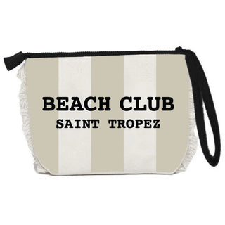 Trousse in Cotone Righe Beige e Nero